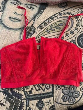 Victoria's Secret Red Lace Bustier Crop Top